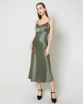 Robe Longue en Soie Satinée Couleur Unie